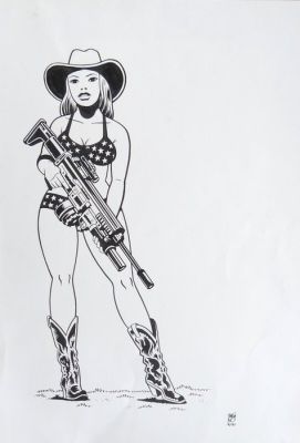 Brüno - 1 Original drawing - L’homme qui tua Chris Kyle - Bikini girl - 2020 | Catawiki