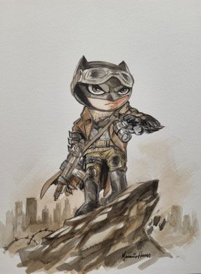 Marcio Hum - 1 Watercolour - Batman - Chibi Batman Knightmare - 2021 | Catawiki
