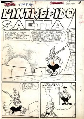 Manfrin, Umberto - 12 Original page - Tiramolla #22 - "L’Intrepido Saetta" - Storia originale completa - 1964 | Catawiki