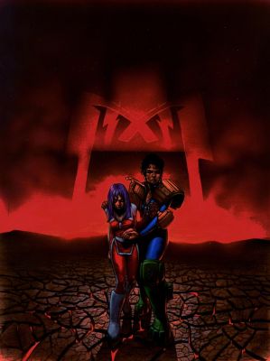 Jason Brashill - Judge Dredd the Megazine #67 Large Cover Painting (Judge Castillo & Phoenix Kross on Death March!) 1994