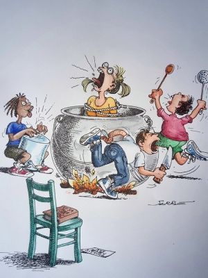 Serre, Claude - 1 Original colour drawing - Baby Sitter - 1994 | Catawiki