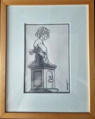 Barbe, André-François - 1 Original drawing - Humouristes Associés HA! - Statue de Bacchus - 1981 | Catawiki