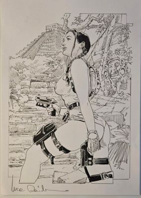Luca Raimondo - 1 Original drawing - Luca Raimondo - Sexy Tomb rider - Lara Croft - disegno preparatorio - 2024 | Catawiki