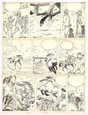 Milo Manara | Planche originale n° 41 en trois strips - Quatre doigts - L’homme de papier | Daniel Maghen