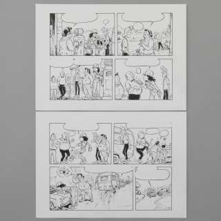 JAN BOSSCHAERT (°1957) - Lot 17 - Geduvel op de Heide. Originele tekenplaat van de 5de pagina uit het verhaal. Oost-Indische inkt op...