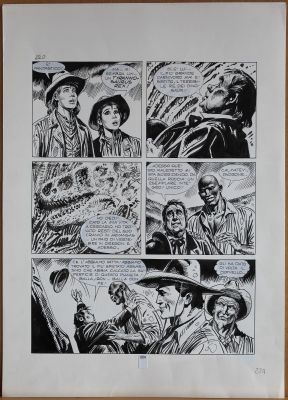 Jose Ortiz | Tavola originale per MAXY TEX 11 ‘Il cacciatore di fossili’. Cm. 36,5 x 51. SBE 1997. Pag. 224. | Art e Fumetto