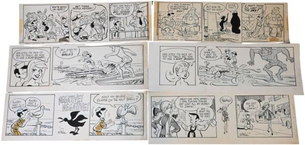Lot 107 - 55 Half Hitch Daily Comic Strip Original Art Group Ink on Bristol board. Group of fifty-five original daily comic… | misc / divers