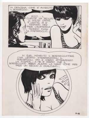 Milo Manara | Tavola originale per Genius 8. Cm. 25 x 35. Anno di esecuzione 1970. Pag. 15 | Art e Fumetto