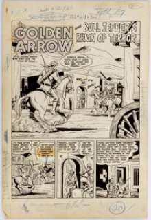 Anthony Cataldo Whiz Comics #137 Splash Page Original Art (Fawcett Comics, 1951). Bowman Golden Arrow rescues a - | Heritage