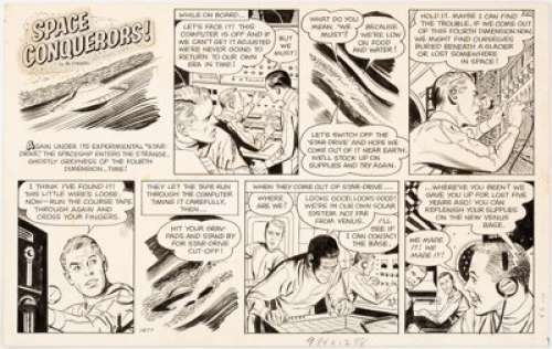 Lou Fine as Al Stenzel Space Conquerors #1477 Comic Strip Original Art (1964). After his brilliant Golden Age - | Heritage