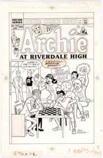 Dan DeCarlo Archie at Riverdale High #109 Cover Original Art (Archie Comics, 1986). Cheerleaders follow the - | Heritage