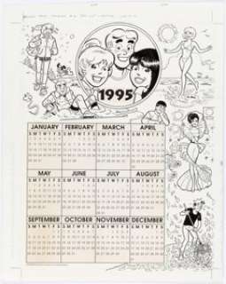 Dan DeCarlo Archie’s Christmas Stocking #2 1995 Calendar Pull-Out Poster Illustration Original Art (Archie, 1994).... | Heritage