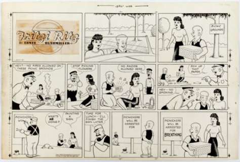 Ernie Bushmiller Fritzi Ritz Sunday Comic Strip Original Art dated 7-21-46 (United Feature Syndicate, 1946). The - | Heritage