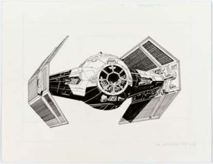 Rick Hoberg Star Wars Darth Vader’s Tie Interceptor Licensing/Style Guide Illustration Original Art (Lucas Films, ... | Heritage