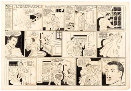 Zack Mosley Smilin‘ Jack "Death Rock" Episode Sunday Comic Strip Original Art dated 2-12-39 (News Syndicate Co., I...