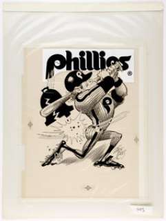 Jack Davis Philadelphia Phillies Baseball Illustration Original Art (Hot Shots, c. 1990s).... | Heritage