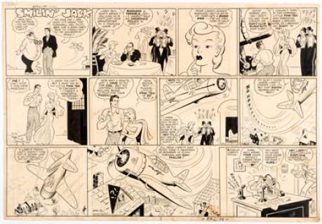  - Zack Mosley Smilin‘ Jack Sunday Comic Strip Original Art dated 4-14-40 (News Syndicate Co. Inc,, 1940)....