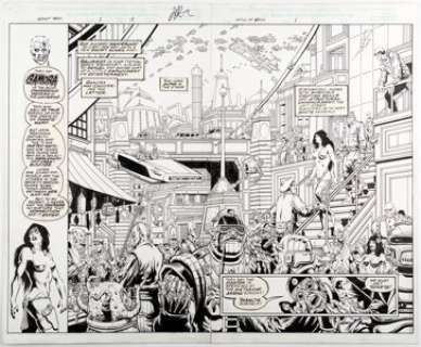 Jim Starlin and Al Milgrom Infinity Abyss #1 Double Splash Pages 18 and 19 Original Art (Marvel, 2002)... | Heritage