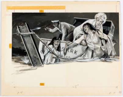 Men’s Adventure Magazine Double Page Spread 4-5 Illustration Original Art (c. 1950-60s). An exciting scene with - | Heritage