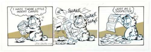 Jim Davis Garfield Daily Comic Strip Original Art dated 10-3-87 (United Features Syndicate, 1987). Garfield is not - | Heritage