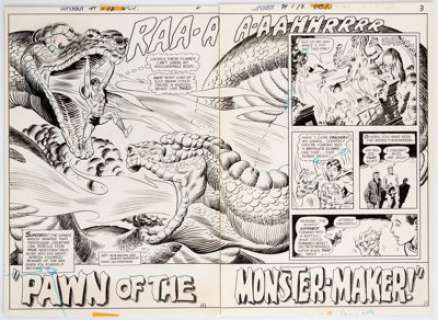 Bob Brown and Murphy Anderson Superboy #178 Double Splash Page 2-3 Original Art (DC, 1971). Superboy faces a giant - | Heritage