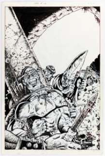 Flint Henry Nemesis the Warlock #16 Cover Original Art (Fleetway, 1989). "Happiness is a Red-Hot Poker!" -