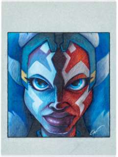 Keith Garletts - Ahsoka Tano Specialty Illustration Original Art (undated).  Fantastic headshot of fan-favorite -