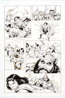 John Buscema And Stephanie Buscema Unpublished | JLA Barbarians #1 Story Page 3 Original Art (c. 2002). | Heritage