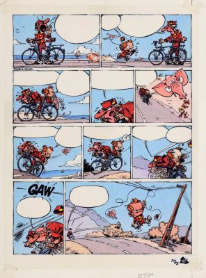 Stuf | Le Petit Spirou, bleu de coloriage à la gouache… | AZ auction