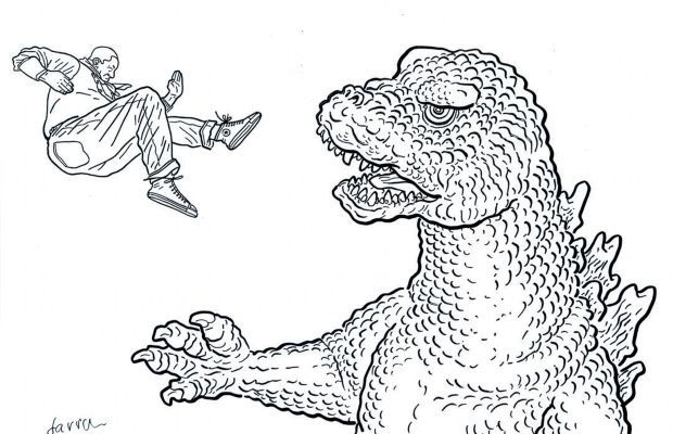 Geoff Darrow |  GEOF DARROW SHAOLIN COWBOY/GODZILLA DRAWING | Tri-State Original Art