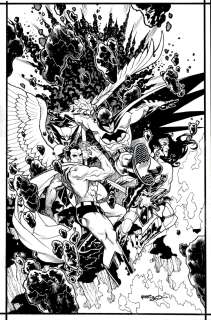 Tony Harris - Justice League #75 Historic ‘Death of the Jla‘ Drawn Huge - Batman, Superman, Wonder Woman, Hawkgirl, Last Issue Cover!