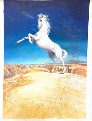Dave Pether: Rearing Thoroughbred Published Original Art (1987 ) | eBay US (Buy It Now)