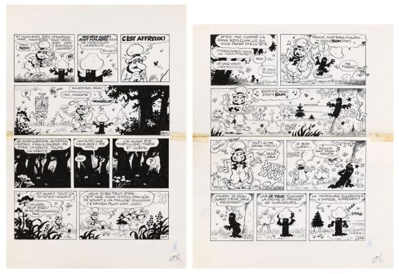 Macherot | Lot 400 - Sibylline, planches n°36 et 37 à l’encre de… | AZ auction
