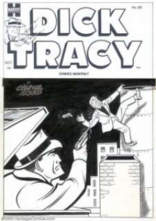 Al Avison (attributed) - Original Cover Art for Dick Tracy #80 (Harvey, 1950s). Even on the rooftops, no crook can - | Heritage