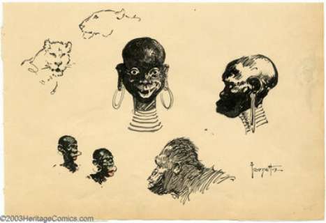 Frank Frazetta - Original Sketches, "African Sketches" (undated). Pen and ink sketches of African women, - | Heritage