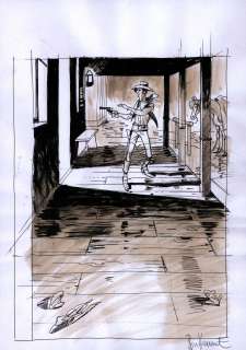 BONHOMME Matthieu  - Lucky Luke  - Illustration représentant Lucky Luke armé dans [...] | Vermot et Associés