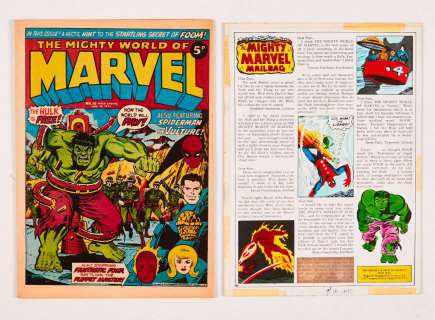 Mighty World of Marvel No 16 (1973) with original painted artwork for pg 10… | Comic Book Auctions ltd