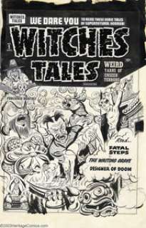 Al Avison - Original Cover Art for Witches Tales #9 (Harvey, 1952). In this weird, wild cover, a menacing, - | Heritage