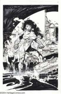 Simon Bisley - Bodycount Splash Page Original Art (Image, 1996). The bodacious bad girl has the baddest brass - | Heritage