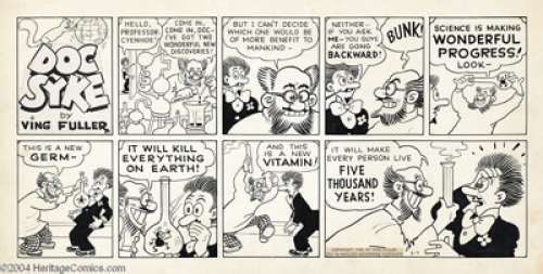 Ving Fuller - Doc Syke Sunday Comic Strip Original Art, dated 8-04-46 (McClure, 1946). Doc Syke, the eccentric - | Heritage
