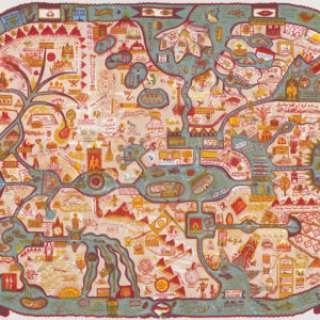 Brecht Evens - Ex N° 19/25 de Mappemonde de la poésie lyrique, lithographie originale sur vélin de Rives 300g. en 2016.