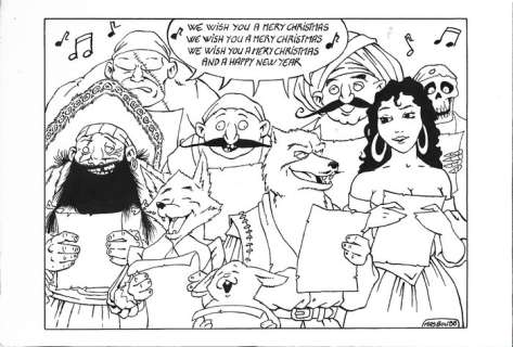 Masbou, Jean-Luc | original drawing  - design for a Christmas card  - (1998) | Catawiki