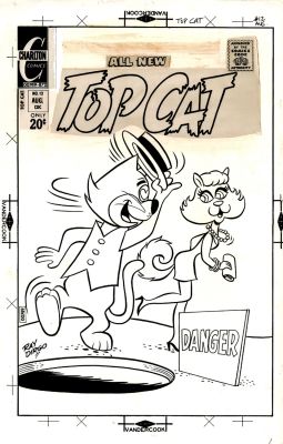 Ray Dirgo - Top Cat #12 Cover (Top Cat Isn‘t Watching Where He‘s Going When He Sees a Sexy Kitty!) Large Art -1971