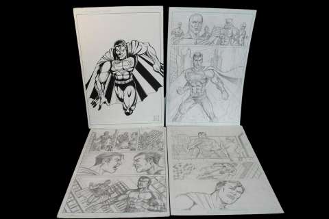 Original comic art drawing Batman 4 Page lot | misc / divers