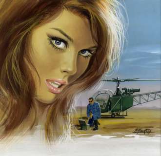 Gourdon, Michel - Lot 114 - Roman Fleuve noir Illustration originale Ã  la gouache pour la couverture du roman…