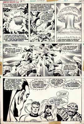 George Perez Rich Buckler Joe Sinnott - Giant-Size Fantastic Four #3 P 14 (Buckler & George Perez Pencils, Sinnott Inks! Pestilence Tells the Ff Team How He Will Defeat Them!) 1974