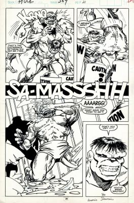 Marie Severin Jeff Purves - Incredible Hulk #364 P 29 (Best Battle Page in Book with Hulk Battling the Abomination!) 1989