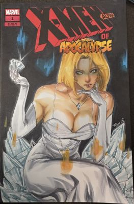 X-Men Alpha of Apocalypse Sketch Cover Emma Frost by Tolunay Keskin