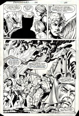 Don Perlin, Kim Demulder | Defenders #135 P 17 Semi-Splash (The Beast, Valkyrie, & Moondragon Throughout Battle Arsonist Mutants!) 1981 | Romitaman