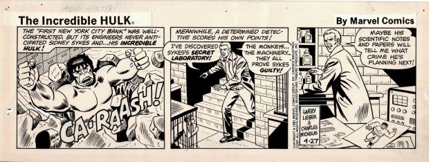 Larry Lieber | Incredible Hulk Daily Strip (The Pissed Off Hulk Busts Into a Bank!) 4-27-1981 | Romitaman